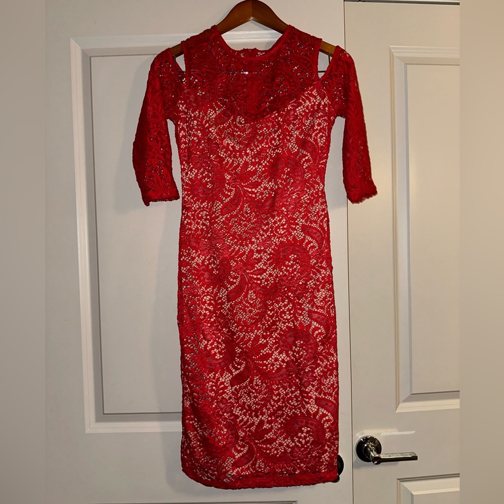 Bisou Bisou Red Lace Dress